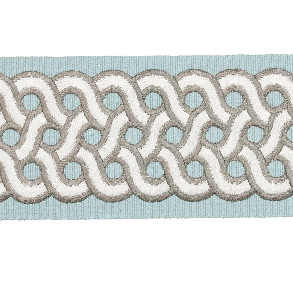 Mandeville Tape Sky 77154 by Schumacher Designer Trim Statement Trims 3.0" - Swanky Fabrics -