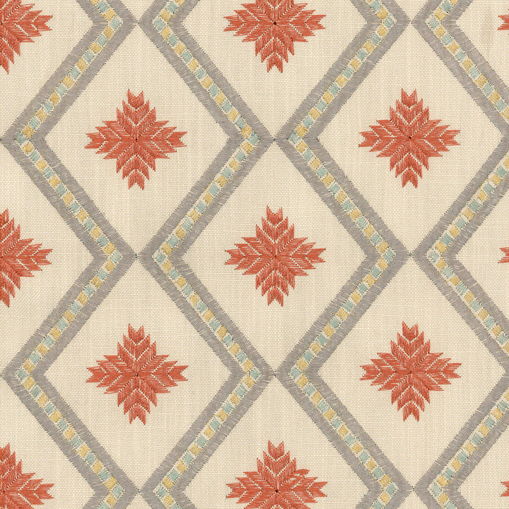 Kyss Emb Steam 450141 by Genevieve Gorder Designer Fabric LOS CLASICOS BASE:100% Cotton EMBROID:100% Polyester INDIA Wyzenbeek 12,000 Horizontal: 5.00" and Vertical: 4.50" 55" - Swanky Fabrics -