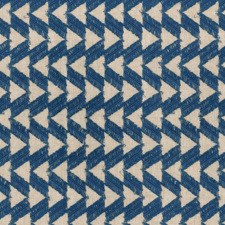 Fringe Benefits Indigo 450211 by Genevieve Gorder Designer Fabric SECOND VERSE Base:73% Polyester 27% Linen EMBROID:100% Polyester INDIA Wyzenbeek 51,000 Horizontal: 1.00" and Vertical: 3.00" 57" - Swanky Fabrics -