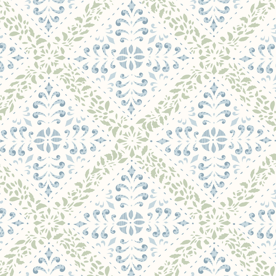 Nyborg Blue And Green 4516 by Schumacher Designer Wallcovering
