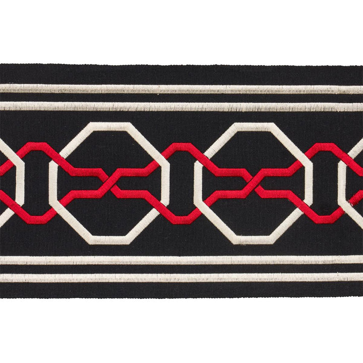 Malmaison Tape Noir / Ruby 66154 by Schumacher Designer Trim Mary Mcdonald 3.75" - Swanky Fabrics -