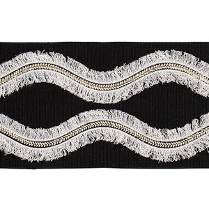 Ogee Embroidered Tape Black 74334 by Schumacher Designer Trim