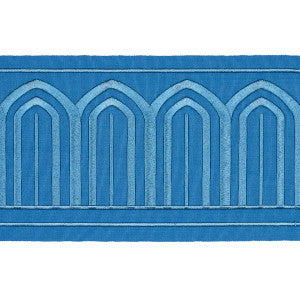 Arches Embroidered Tape Wide Teal 81161 by Schumacher Designer Trim