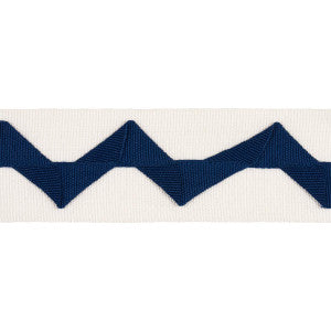 Lazare Appliqu Tape Navy On Ivory 82241 by Schumacher Designer Trim