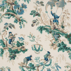 Plaisirs De La Chine Emerald & Peacock 172854 by Schumacher Designer Fabric