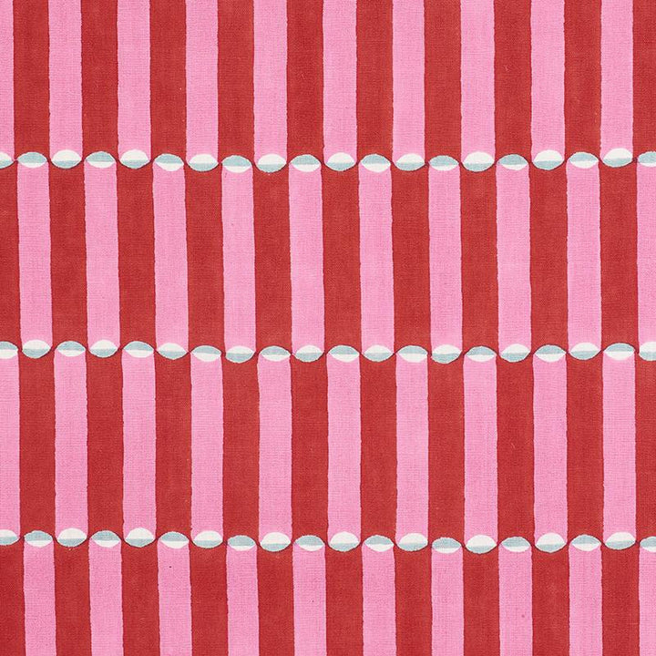 Luna Hand Block Print Pink & Red 179280 by Schumacher Designer Fabric Molly Mahon 1.75" - Swanky Fabrics -