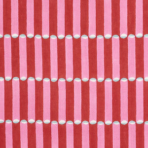 Luna Hand Block Print Pink & Red 179280 by Schumacher Designer Fabric