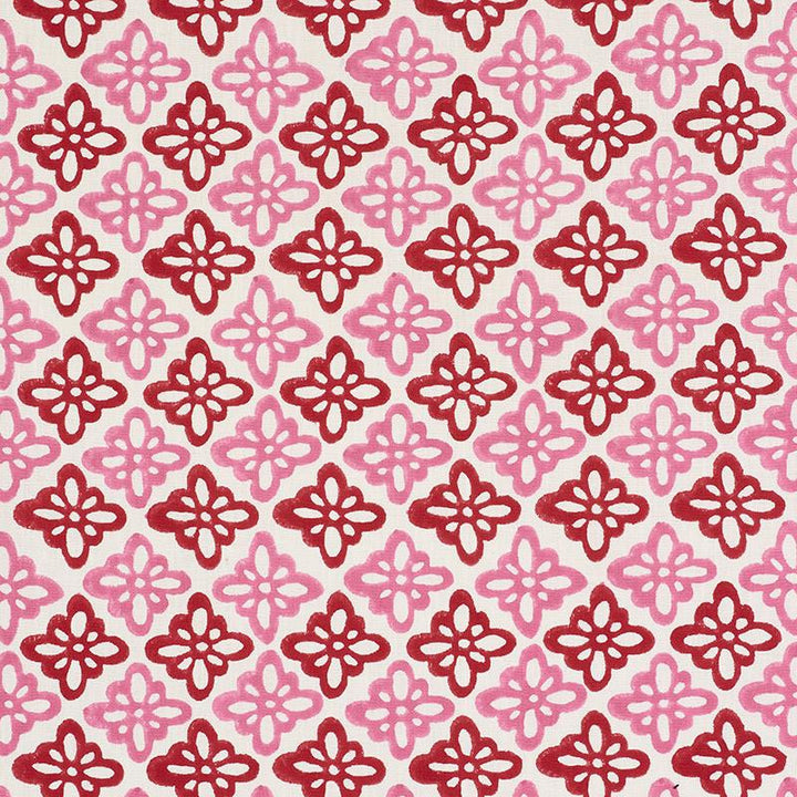 Pattee Hand Block Print Pink 179300 by Schumacher Designer Fabric Molly Mahon 3.0" - Swanky Fabrics -