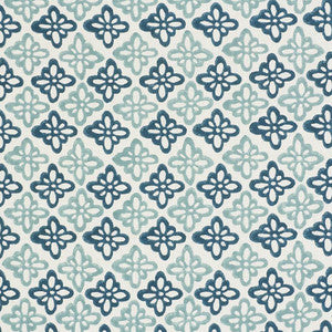 Pattee Hand Block Print Blue 179301 by Schumacher Designer Fabric