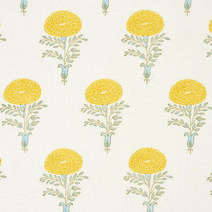 Marigold Hand Block Print Yellow 179320 by Schumacher Designer Fabric