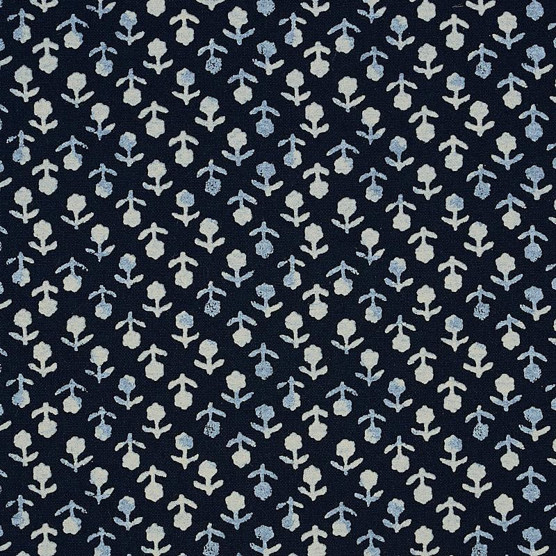 Beatriz Handprint Indigo 179351 by Schumacher Designer Fabric Jacaranda 4.38" - Swanky Fabrics -