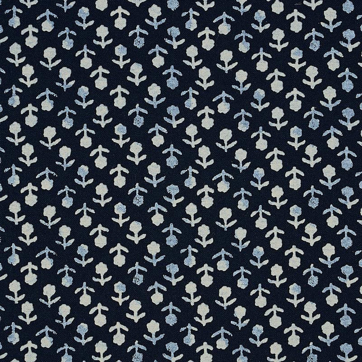 Beatriz Handprint Indigo 179351 by Schumacher Designer Fabric Jacaranda 4.38" - Swanky Fabrics -