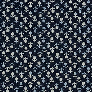 Beatriz Handprint Indigo 179351 by Schumacher Designer Fabric