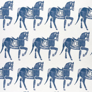 Marwari Horse Navy 5011130 by Schumacher Designer Wallpaper
