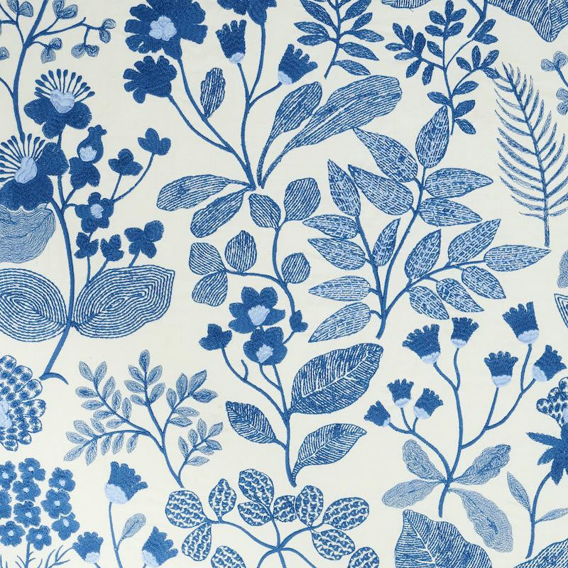 Emaline Embroidery Blue 78311 by Schumacher Designer Fabric Exquisite Embroideries 24.75" - Swanky Fabrics -