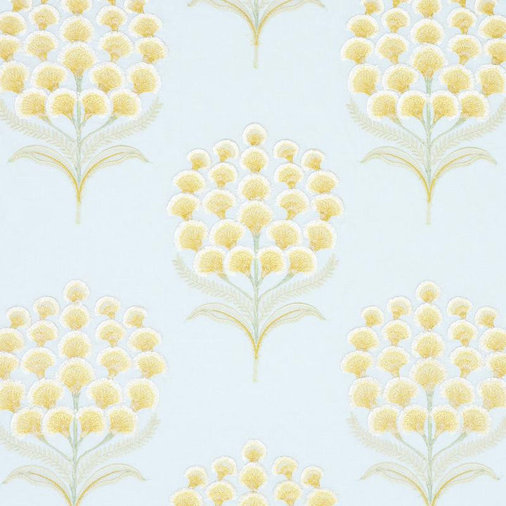 Aurelia Embroidery Sky 78811 by Schumacher Designer Fabric Exquisite Embroideries 16.75" - Swanky Fabrics -