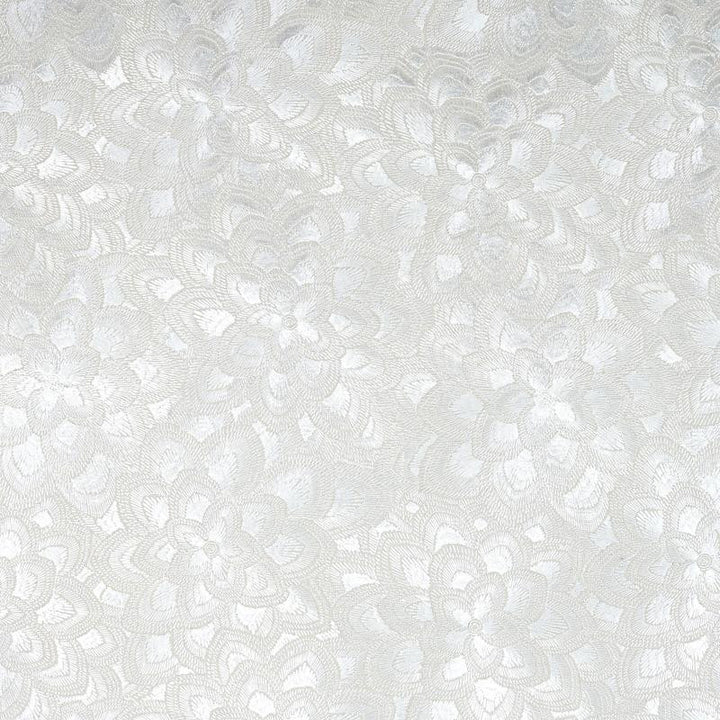 Lotus Embroidery Pearl 78341 by Schumacher Designer Fabric Exquisite Embroideries 16.75" - Swanky Fabrics -