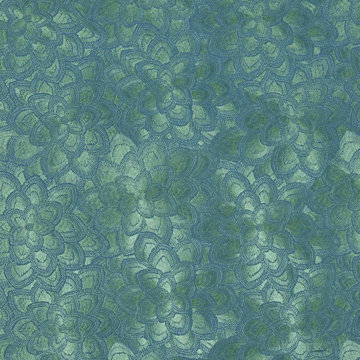 Lotus Embroidery Jade 78342 by Schumacher Designer Fabric Exquisite Embroideries 16.75" - Swanky Fabrics -