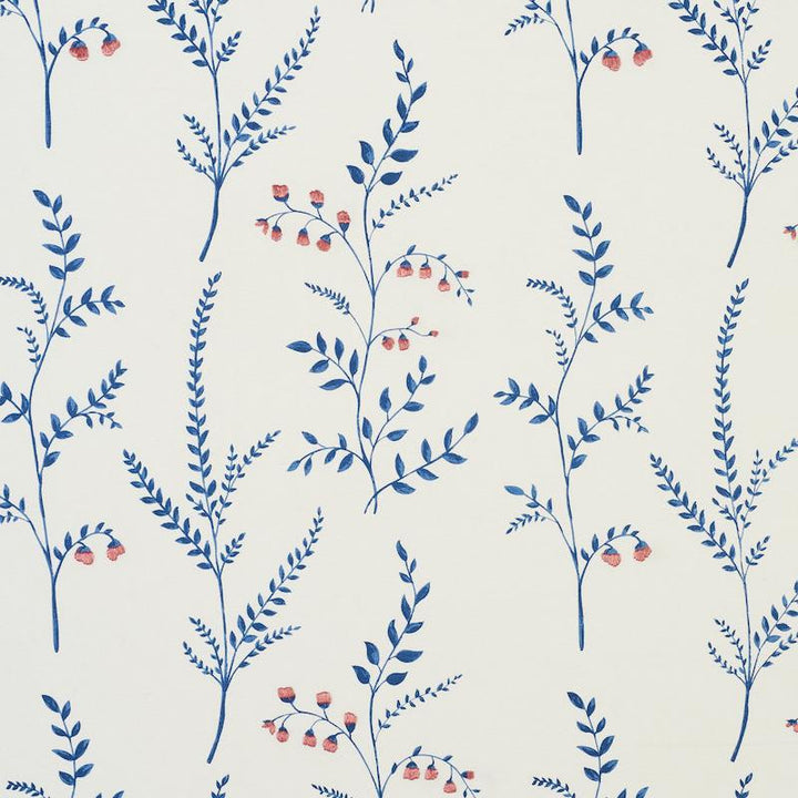 Cynthia Embroidered Print Blue 78350 by Schumacher Designer Fabric Exquisite Embroideries 17.0" - Swanky Fabrics -