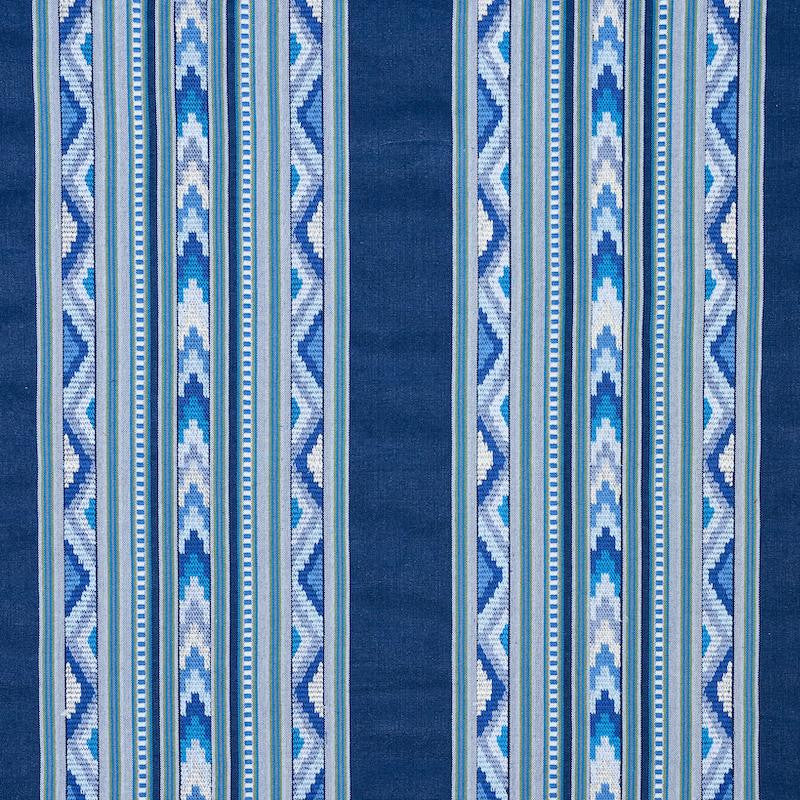 Zarzuela Stripe Embroidery Indigo 78390 by Schumacher Designer Fabric Exquisite Embroideries 13.25" - Swanky Fabrics -