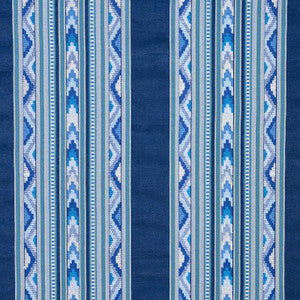 Zarzuela Stripe Embroidery Indigo 78390 by Schumacher Designer Fabric