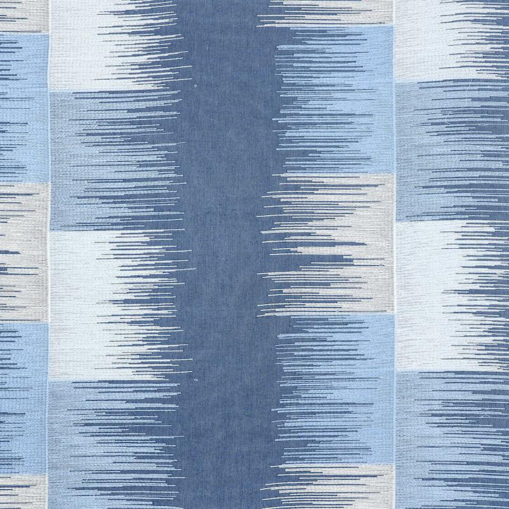 Sunburst Stripe Embroidery Blues 78402 by Schumacher Designer Fabric Exquisite Embroideries 18.0" - Swanky Fabrics -