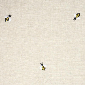 Honey Bee Embroidery Natural 78420 by Schumacher Designer Fabric