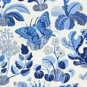 Exotic Butterfly Indoor/Outdoor Marine 177981 by Schumacher Designer Fabric