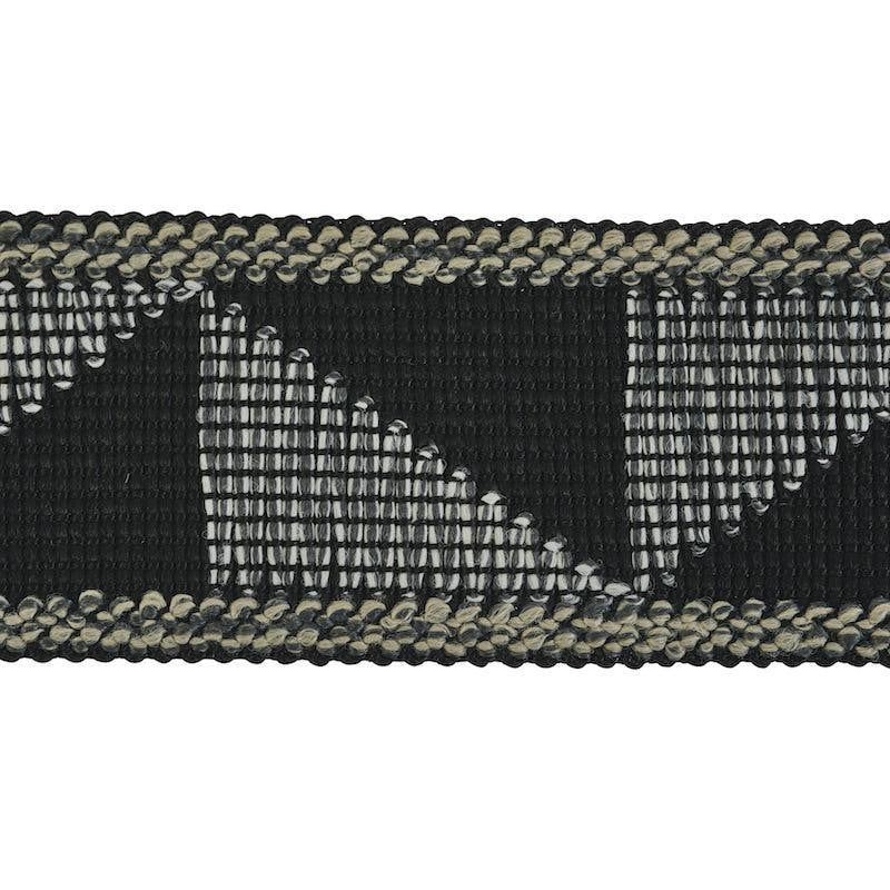 Teague Tape Indoor/Outdoor Black 78532 by Schumacher Designer Trim Indoor/Outdoor: Prints & Wovens - Swanky Fabrics -
