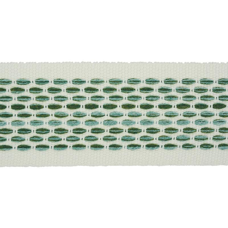 Portola Tape Indoor/Outdoor Green 79420 by Schumacher Designer Trim Indoor/Outdoor: Prints & Wovens - Swanky Fabrics -