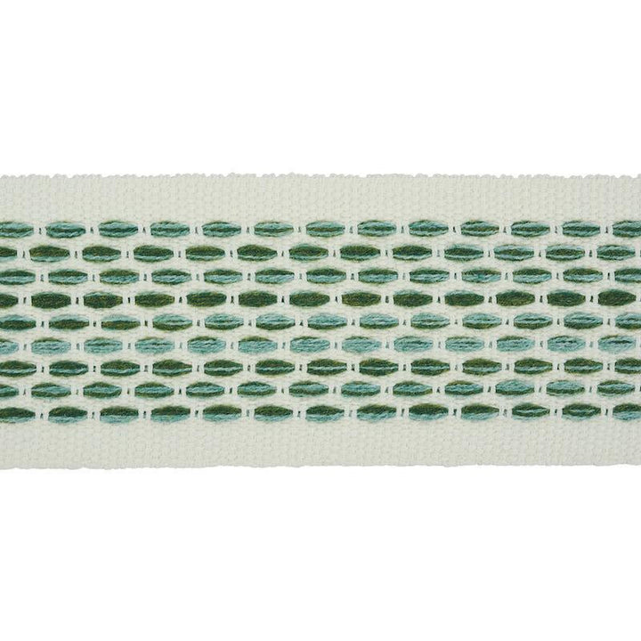 Portola Tape Indoor/Outdoor Green 79420 by Schumacher Designer Trim Indoor/Outdoor: Prints & Wovens - Swanky Fabrics -