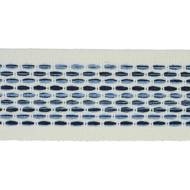 Portola Tape Indoor/Outdoor Blue 79421 by Schumacher Designer Trim Indoor/Outdoor: Prints & Wovens - Swanky Fabrics -
