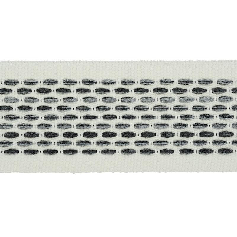 Portola Tape Indoor/Outdoor Charcoal 79422 by Schumacher Designer Trim Indoor/Outdoor: Prints & Wovens - Swanky Fabrics -