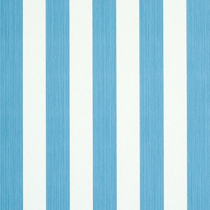 Edwin Stripe Medium Ocean 5011884 by Schumacher Designer Wallpaper Stripe Wallcovering Collection 2.44" - Swanky Fabrics -