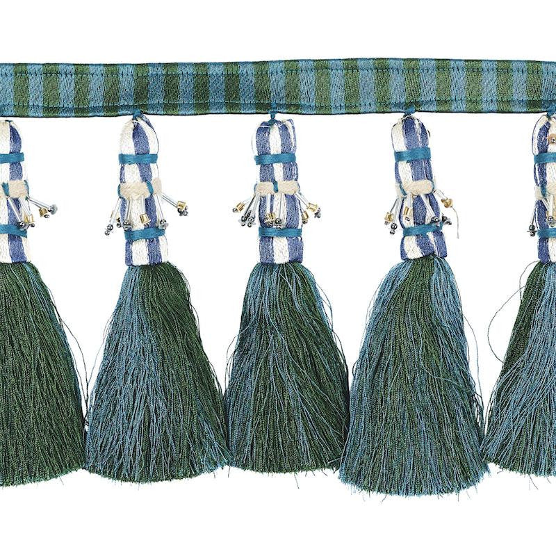 Antony Tassel Peacock & Green 79601 by Schumacher Designer Trim Rive Gauche - Swanky Fabrics -