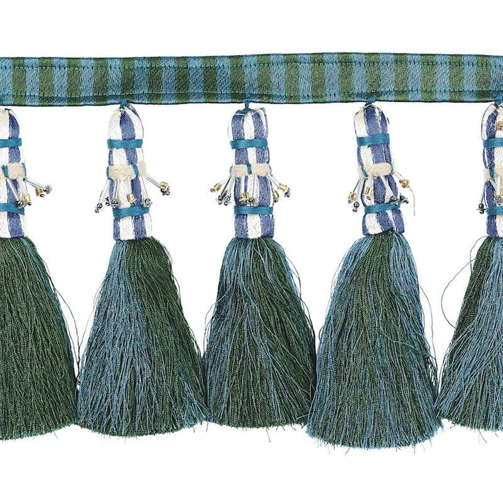 Antony Tassel Peacock & Green 79601 by Schumacher Designer Trim Rive Gauche - Swanky Fabrics -