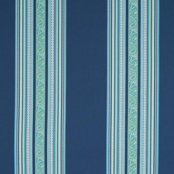 Markova Stripe Navy 78602 by Schumacher Designer Fabric Rive Gauche 13.5" - Swanky Fabrics -