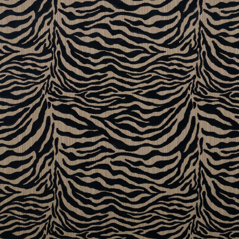 Regine Strie Velvet Ebony 77771 by Schumacher Designer Fabric Rive Gauche 26.5" - Swanky Fabrics -