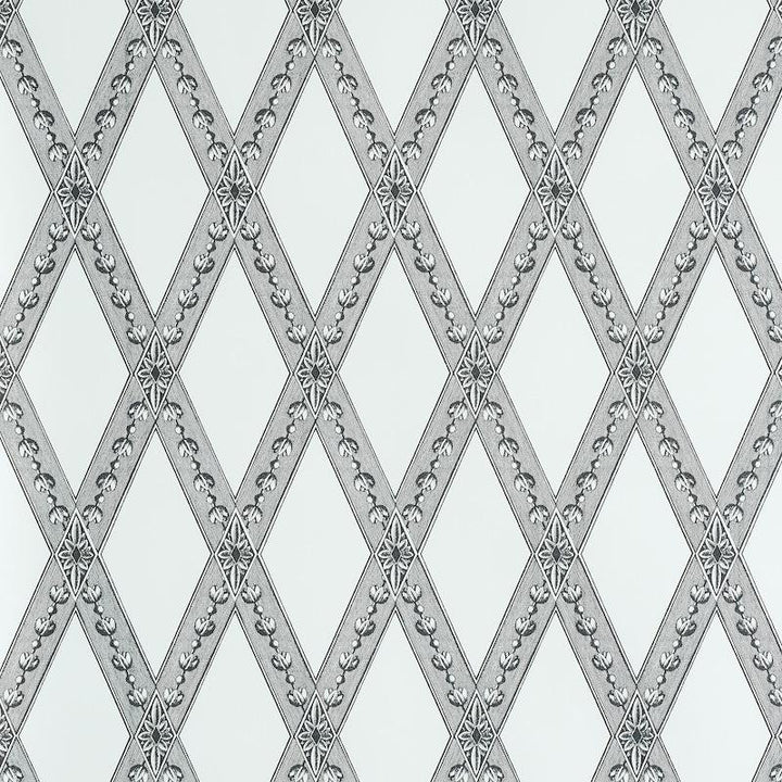 Les Losanges Toile Carbon 5011361 by Schumacher Designer Wallpaper Jill Lasersohn 10.25" - Swanky Fabrics -