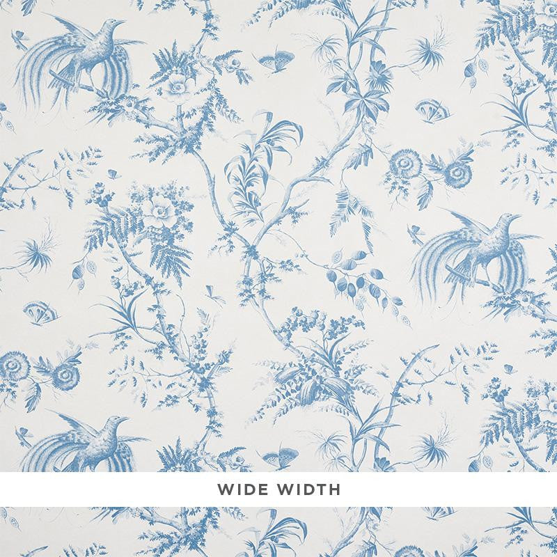 Toile De La Prairie Blue 5011711 by Schumacher Designer Wallpaper Jill Lasersohn 26.88" - Swanky Fabrics -