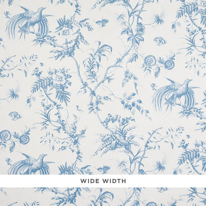 Toile De La Prairie Blue 5011711 by Schumacher Designer Wallpaper Jill Lasersohn 26.88" - Swanky Fabrics -