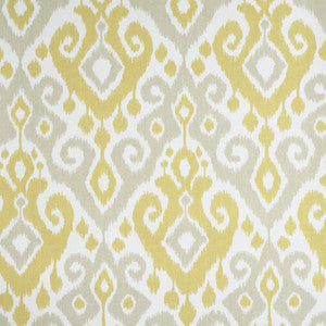 Dedra Damask Yellow & Stone 5011761 by Schumacher Designer Wallpaper