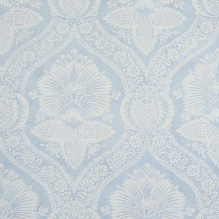 Villandry Damask Print Blue 5011750 by Schumacher Designer Wallpaper Perennial Favorites 18.0" - Swanky Fabrics -
