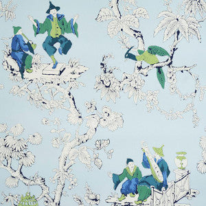 Chinoiserie Moderne Blue 5011650 by Schumacher Designer Wallpaper