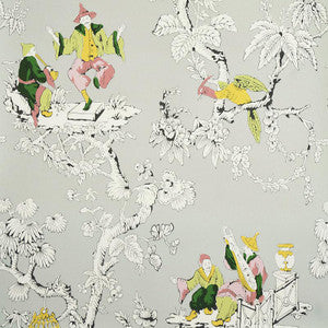 Chinoiserie Moderne Soft Grey 5011652 by Schumacher Designer Wallpaper