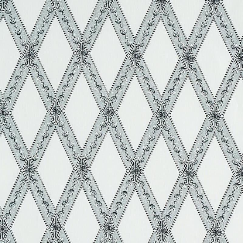 Les Losanges Toile Carbon 179461 by Schumacher Designer Fabric Jill Lasersohn 4.5" - Swanky Fabrics -