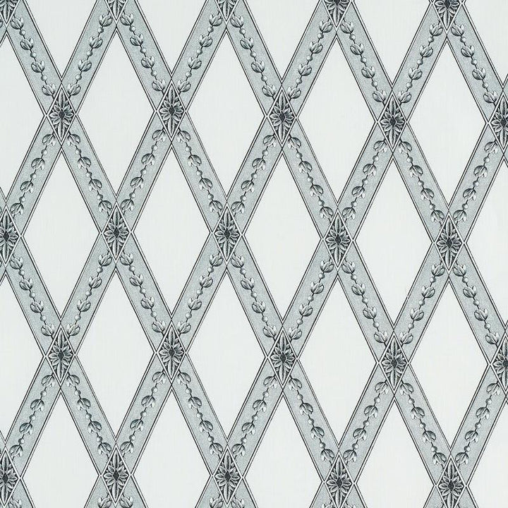 Les Losanges Toile Carbon 179461 by Schumacher Designer Fabric Jill Lasersohn 4.5" - Swanky Fabrics -