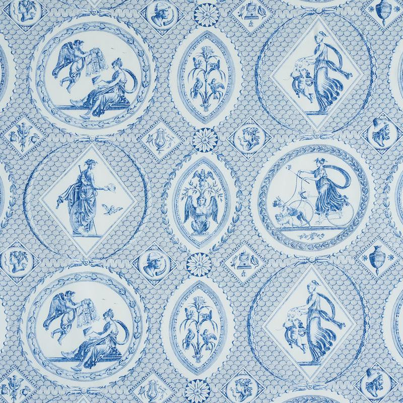 Les Scenes Contemporaines Blue 179560 by Schumacher Designer Fabric Jill Lasersohn 38.5" - Swanky Fabrics -