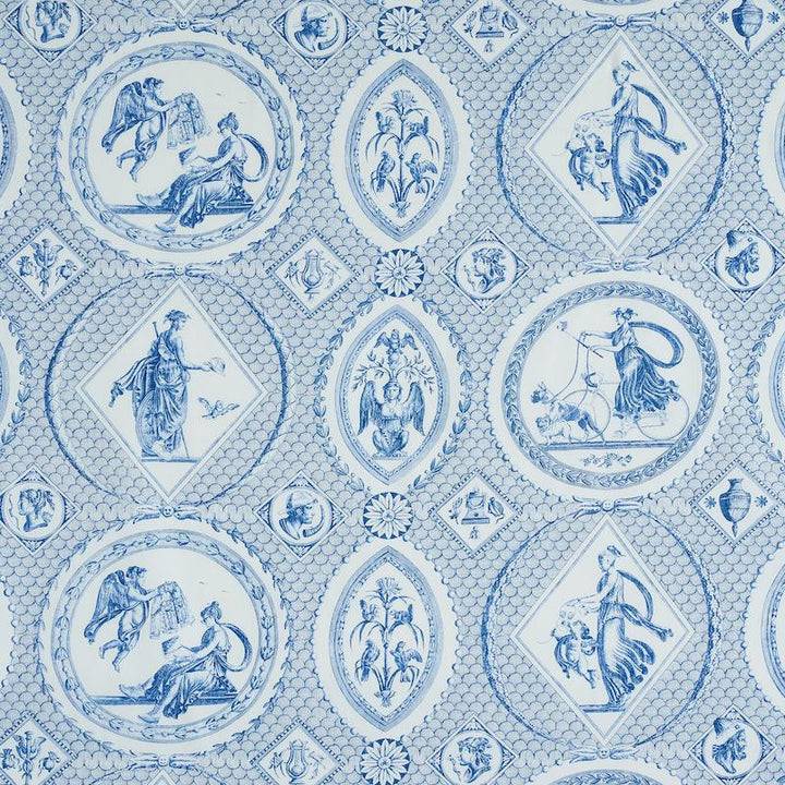 Les Scenes Contemporaines Blue 179560 by Schumacher Designer Fabric Jill Lasersohn 38.5" - Swanky Fabrics -