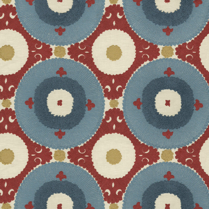 Uzbek Emb Jewel 470531 by PKL Studio Designer Fabric - Base: 52% polyester, 48% cotton Emb: 100% cotton India 17000 Horizontal: 9 and Vertical: 9.25 55 - Swanky Fabrics -